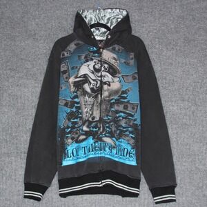 Vintage LOT 29 Looney Tunes Taz Money Graphic Full Zip Hoodie XXL Rare AOP
